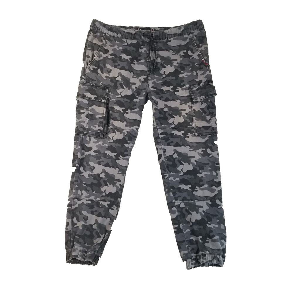 Akademiks Camo cargo jogger pants men's XL extra large gray flex stretch outdoor